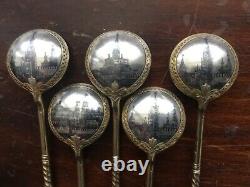 10 Imperial Russian Silver gilt Niello Spoons Ivan Konstantinov Moscow 231 grams
