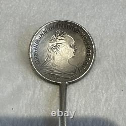 1757 Antique Russian Coin Spoon stamped 84 work master M. F. With other stamps