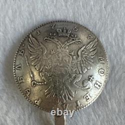 1757 Antique Russian Coin Spoon stamped 84 work master M. F. With other stamps