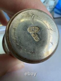 1800s Antique Imperial Russian Sterling Silver 84 Etched Wine Cup Shot Kiddush