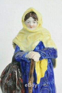 1800y. RARE RUSSIAN IMPERIAL PORCELAIN FIGURINE POPOV ENAMEL CERAMIC STATUETTE