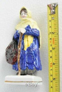 1800y. RARE RUSSIAN IMPERIAL PORCELAIN FIGURINE POPOV ENAMEL CERAMIC STATUETTE