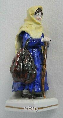 1800y. RARE RUSSIAN IMPERIAL PORCELAIN FIGURINE POPOV ENAMEL CERAMIC STATUETTE