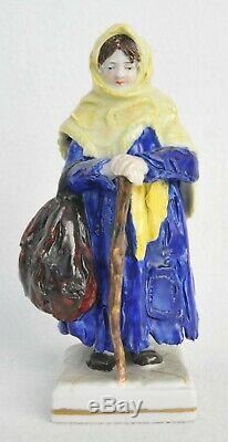 1800y. RARE RUSSIAN IMPERIAL PORCELAIN FIGURINE POPOV ENAMEL CERAMIC STATUETTE