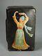 1850s Antique Imperial Russian Hand-painted Papier-Mache Snuff Lacquer Box Girl
