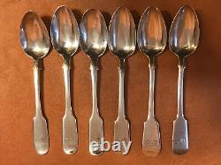 1856 Original Set 6 Monogram Tea Spoon Russian Imperial Antique Silver 84 Russia