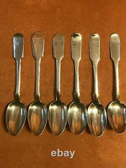 1856 Original Set 6 Monogram Tea Spoon Russian Imperial Antique Silver 84 Russia