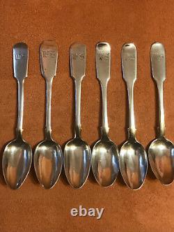 1856 Original Set 6 Monogram Tea Spoon Russian Imperial Antique Silver 84 Russia