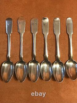 1856 Original Set 6 Monogram Tea Spoon Russian Imperial Antique Silver 84 Russia