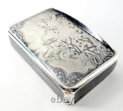 1874 Imperial Russian Niello Solid Silver Cigarette Case 84 With Troika Scene