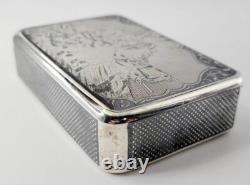 1874 Imperial Russian Niello Solid Silver Cigarette Case 84 With Troika Scene