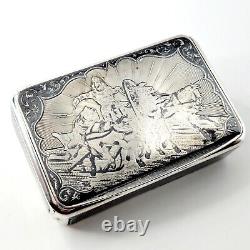 1874 Imperial Russian Niello Solid Silver Cigarette Case 84 With Troika Scene