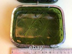 1880 Huge Antique Imperial Russian Green Glass Box for Tea 1787 Perov with Sons
