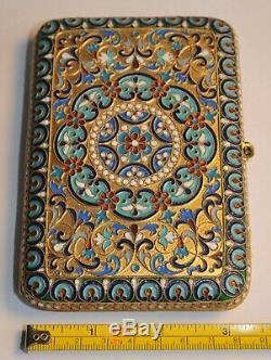 1880y. RUSSIAN ROYAL IMPERIAL TSAR CIGARETTE CASE 84 SOLID SILVER ENAMEL GOLD