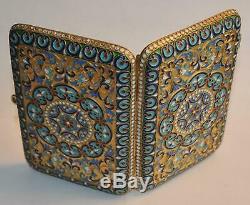 1880y. RUSSIAN ROYAL IMPERIAL TSAR CIGARETTE CASE 84 SOLID SILVER ENAMEL GOLD