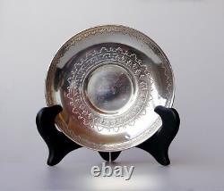 1888 Antique Russian Imperial 84 Sterling Silver Tea Glass Holder Saucer/ 226gr