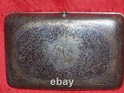 1890 Rare Box Monogram Silver 84 Russian Imperial Troika Cigarette Case Antiques