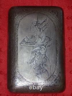 1890 Rare Box Monogram Silver 84 Russian Imperial Troika Cigarette Case Antiques