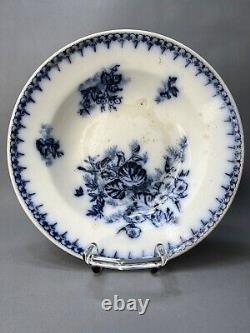 1890s Antique Imperial Russian Kuznetsov Porcelain Plate Cobalt Blue Floral 9.5