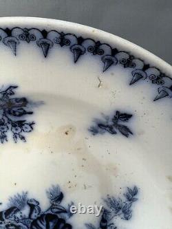 1890s Antique Imperial Russian Kuznetsov Porcelain Plate Cobalt Blue Floral 9.5