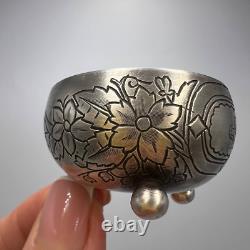 1891 Original Antique Imperial Silver 84 Engraved Caviar Bowl Salt Cellar 21.7gr