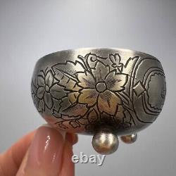 1891 Original Antique Imperial Silver 84 Engraved Caviar Bowl Salt Cellar 21.7gr