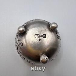 1891 Original Antique Imperial Silver 84 Engraved Caviar Bowl Salt Cellar 21.7gr