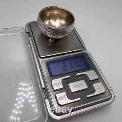 1891 Original Antique Imperial Silver 84 Engraved Caviar Bowl Salt Cellar 21.7gr