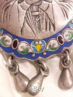 1894 Antique Imperial Russian Bishop Panagia Sterling Silver 84 Enamel 7 Colors