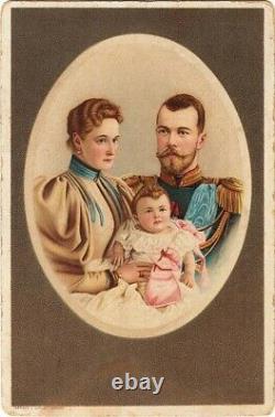 1896 Imperial RUSSIA Tsar NICHOLAS II, Empress ALEXANDRA and OLGA Vintage LITHO