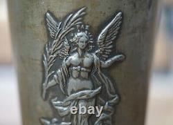 1896 Russian Tsar Nicholas II Royal Visit Paris Pewter Beaker Cup Nike Goddess