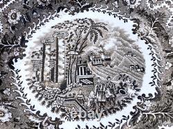 1900s Antique Imperial Russian Kuznetsov Odessa Porcelain Plate with landscape