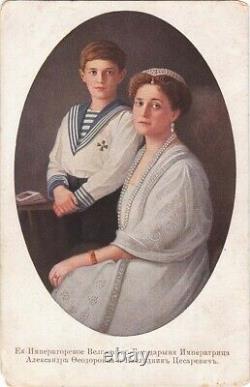 1913 Imperial RUSSIA Empress ALEXANDRA with Crown Prince ALEXEI Oval Color PC