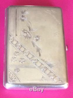 1915 Gold Monogram Russian Silver Cigarette Case Box 84 Imperial Antique Russia