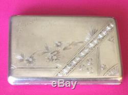 1915 Gold Monogram Russian Silver Cigarette Case Box 84 Imperial Antique Russia