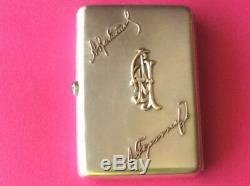 1915 Gold Monogram Russian Silver Cigarette Case Box 84 Imperial Antique Russia