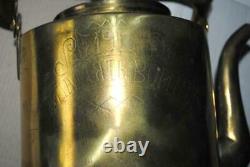 1916 WWI Huge Antique Imperial Russian Bronze Brass Teapot Kettle Signed 2.5 L