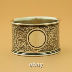 19C Antique Imperial Russian 84 Silver Napkin Ring Niello Nielli Moscow Kremlin