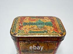 19c. Antique Imperial Russian Kusmi Tea Kousmitchof Litho Tin Caddy Box