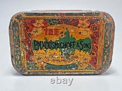 19c. Antique Imperial Russian Kusmi Tea Kousmitchof Litho Tin Caddy Box