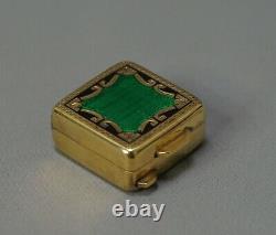 19c. Imperial Russian 84 Gild Silver Green Black Guilloche Enamel Lid Pills Box