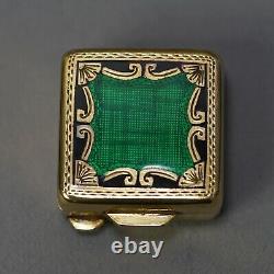 19c. Imperial Russian 84 Gild Silver Green Black Guilloche Enamel Lid Pills Box