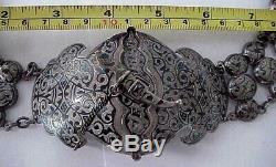 19c. RUSSIAN IMPERIAL 84 SILVER ENAMEL BELT ROYAL ANTIQUE ART KUBACHI STERLING