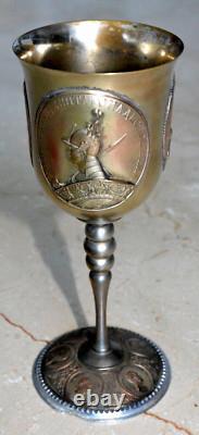 19c RUSSIAN IMPERIAL CUP MEDAL GLASS CHALICE KOVSH GOBLET EGG GOLD SILVER BOWL