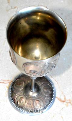 19c RUSSIAN IMPERIAL CUP MEDAL GLASS CHALICE KOVSH GOBLET EGG GOLD SILVER BOWL