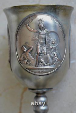 19c RUSSIAN IMPERIAL CUP MEDAL GLASS CHALICE KOVSH GOBLET EGG GOLD SILVER BOWL