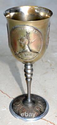 19c RUSSIAN IMPERIAL CUP MEDAL GLASS CHALICE KOVSH GOBLET EGG GOLD SILVER BOWL