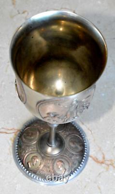 19c RUSSIAN IMPERIAL CUP MEDAL GLASS CHALICE KOVSH GOBLET EGG GOLD SILVER BOWL