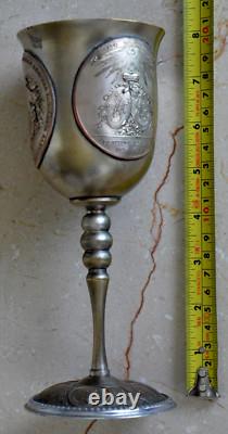 19c RUSSIAN IMPERIAL CUP MEDAL GLASS CHALICE KOVSH GOBLET EGG GOLD SILVER BOWL
