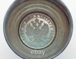 19c. RUSSIAN IMPERIAL ROYAL 84 SILVER GOBLET CHALICE VODKA SILVER COIN CUP SHOT